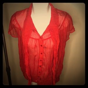 Charlotte Russe Sheer Red Blouse